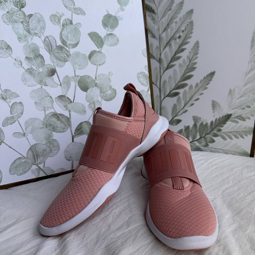 Puma Pink Slip-On Sneakers with Knit Upper